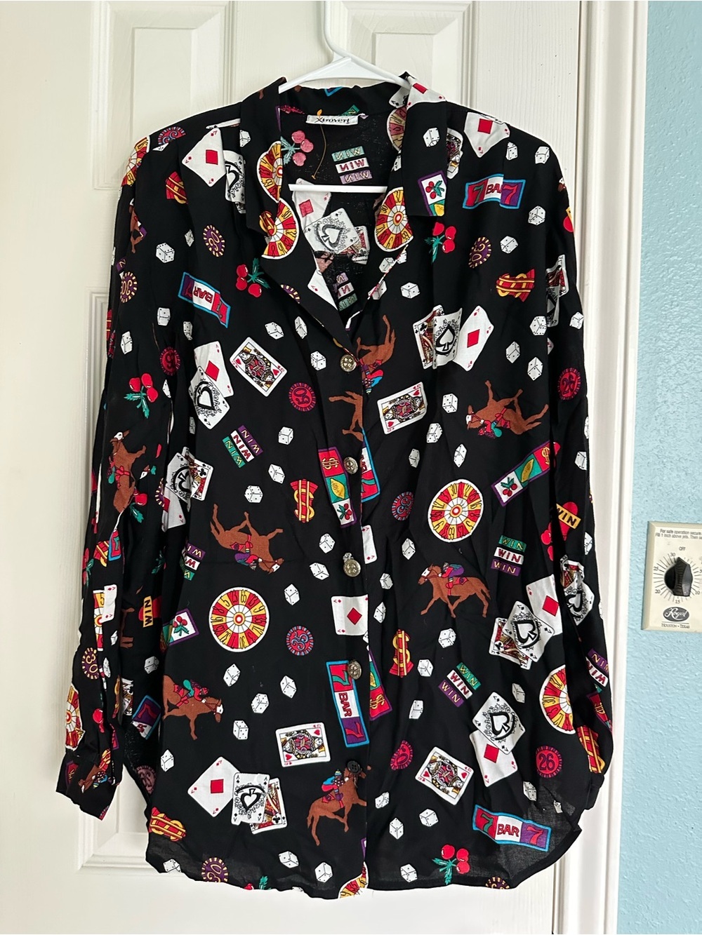 Xtrovert Las Vegas Camp Shirt size 16 Made in USA fancy buttons Vintage